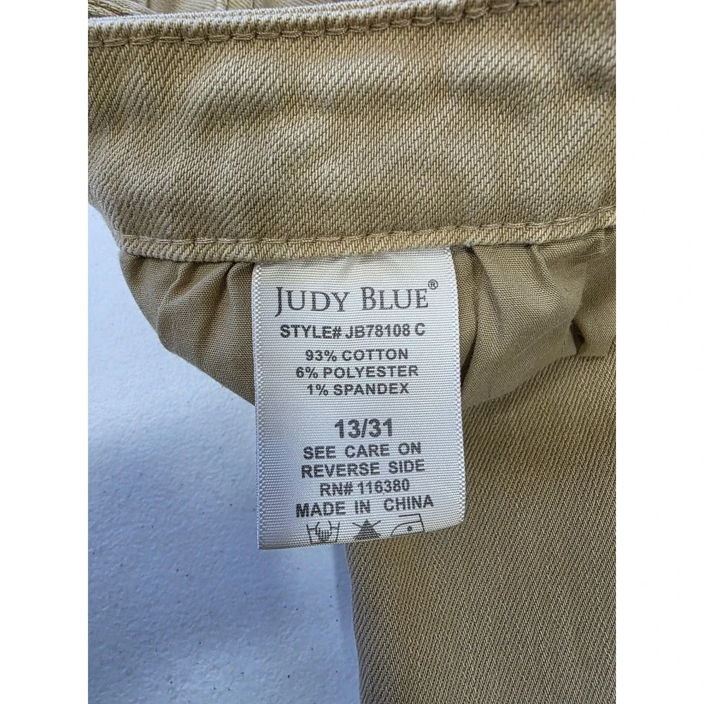 Judy Blue Tan Khaki Garment Dyed Cropped Straigtht Jeans Womens 13/31 - Picture 5 of 10